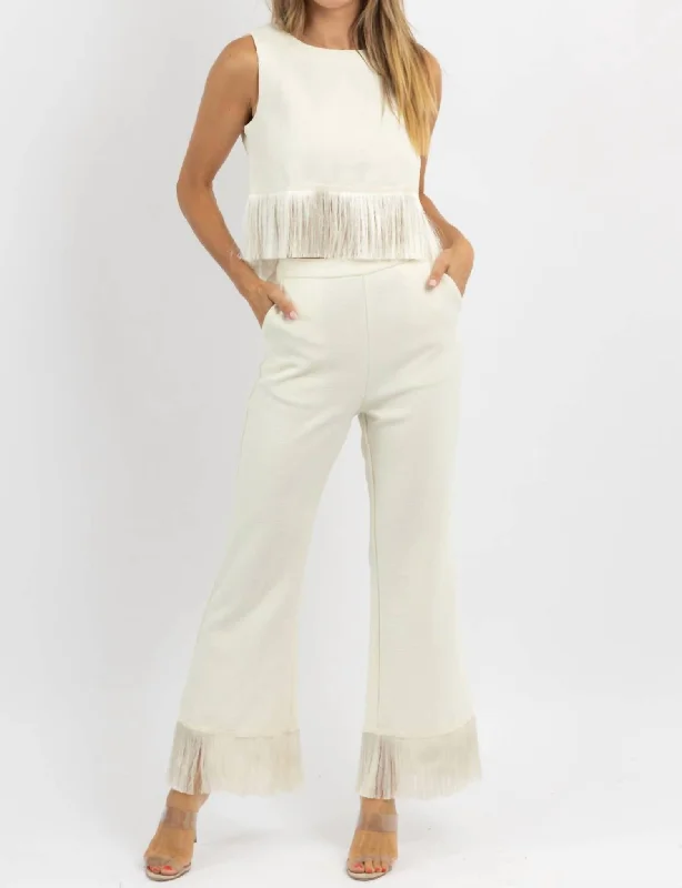 Women's Professional Garments Electric Feel Tassel Set In Cream