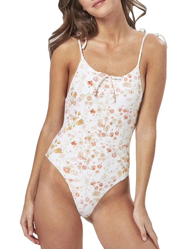 Chic Women's Garments Oahu Womens Floral Print Tie Shoulder One-Piece Swimsuit
