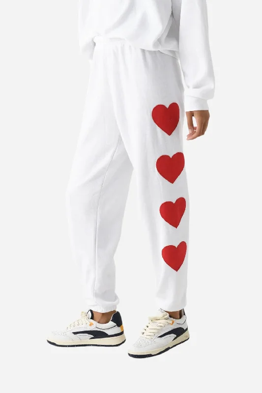 Women's Seasonal Apparel Aviator Nation Heart Stitch 4 Sweatpants in White