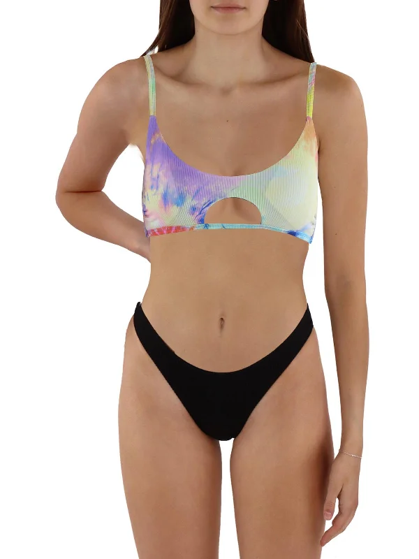Luxury Women's Clothing Womens Tie-Dye Cut-Out Bikini Swim Top