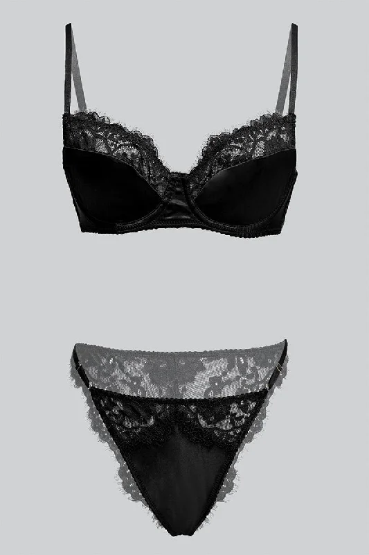 Women's Trendy Casual Outfit Black Lace Lingerie Set