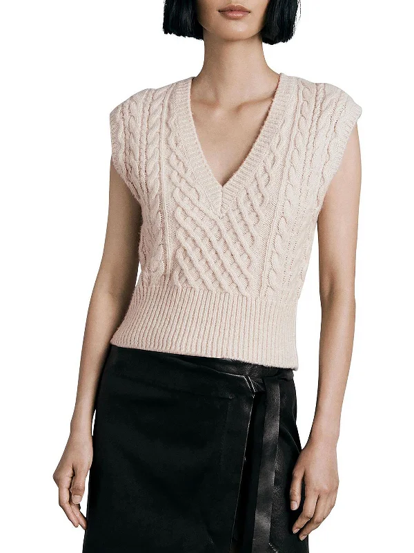 Casual Garments For Women Elizabeth Womens Wool Blend Cropped Sweater Vest