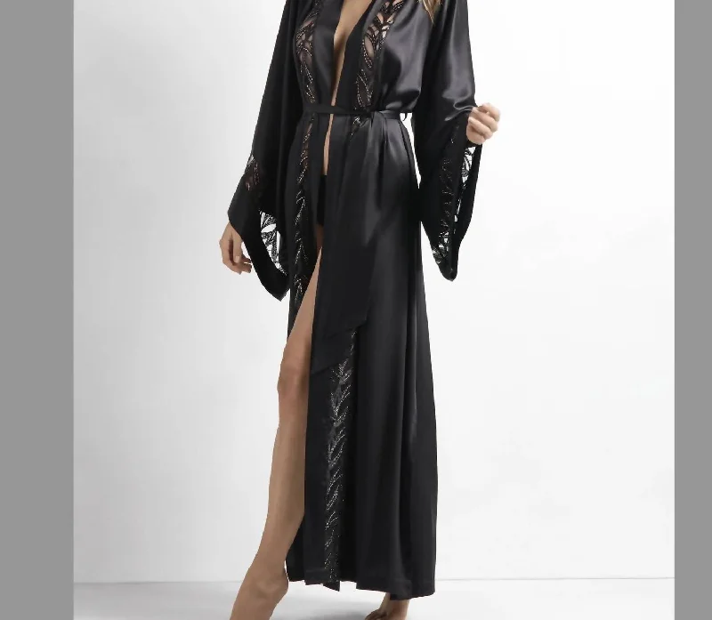 Women's Clothes For The Office My Desire Silk Robe In Black