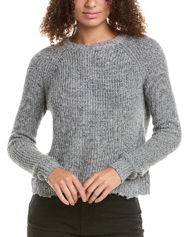 Women's Tailored Outfit Autumn Cashmere Distressed Wool & Silk-Blend Sweater
