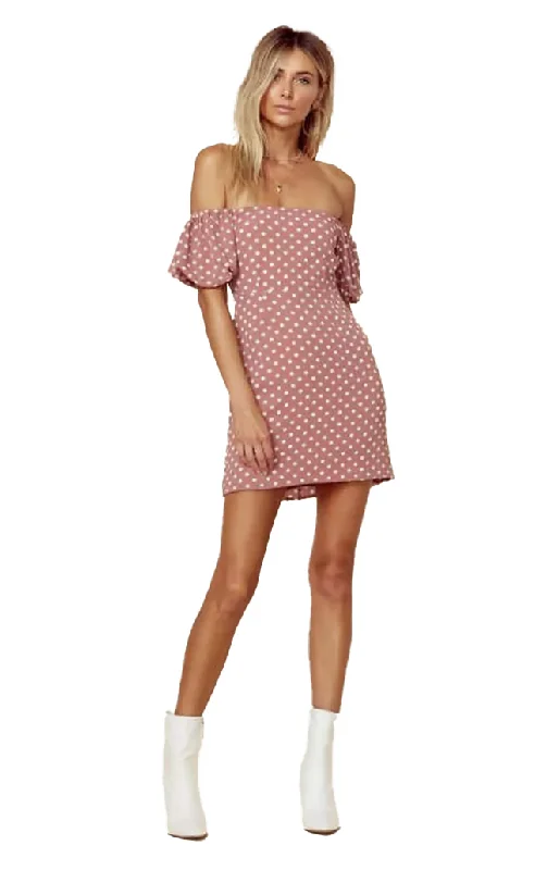 Laid-Back Elegance XS - endless summer pink polka dot puff sleeve dress