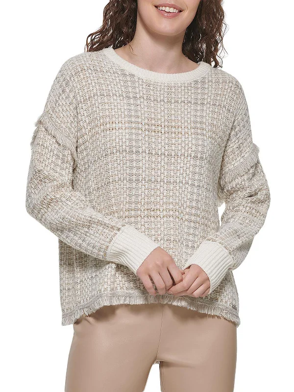 Women's Seasonal Clothes Womens Metallic Fringe Pullover Sweater