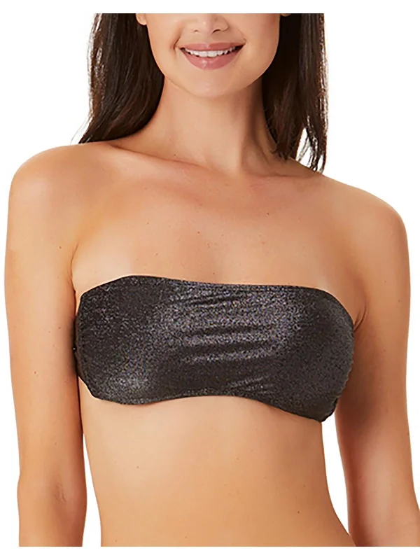 Women's Elegant Evening Outfit Womens Metallic Bandeau Bikini Swim Top