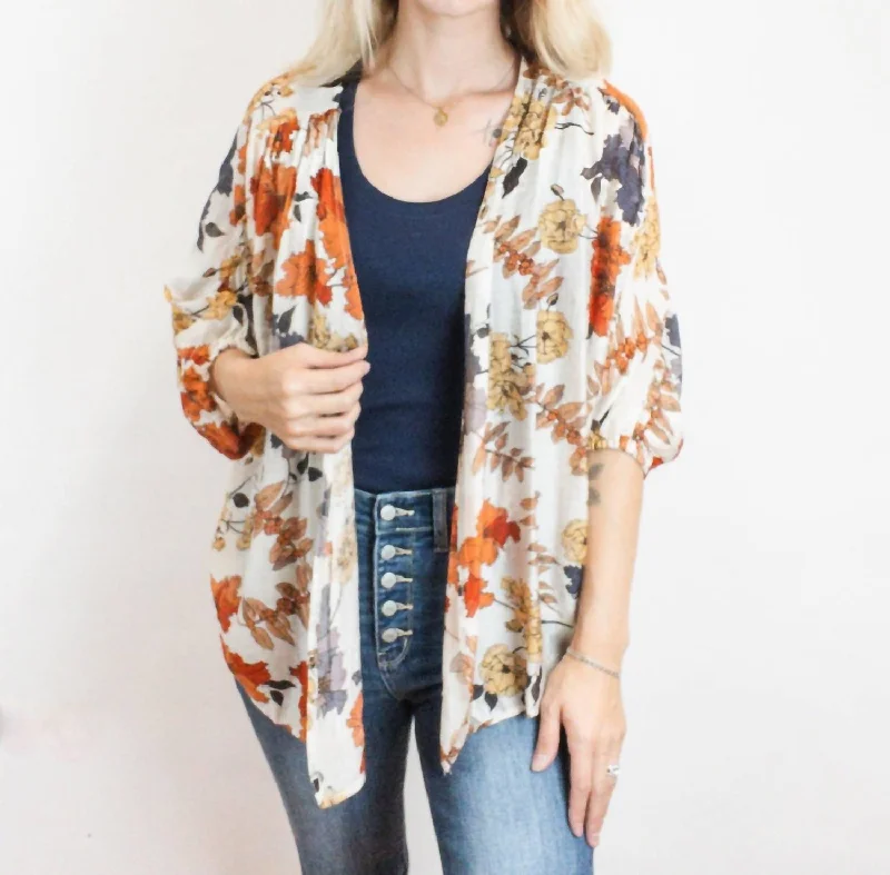 Women's High-Fashion Attire Fall Floral Kimono In Multi Color