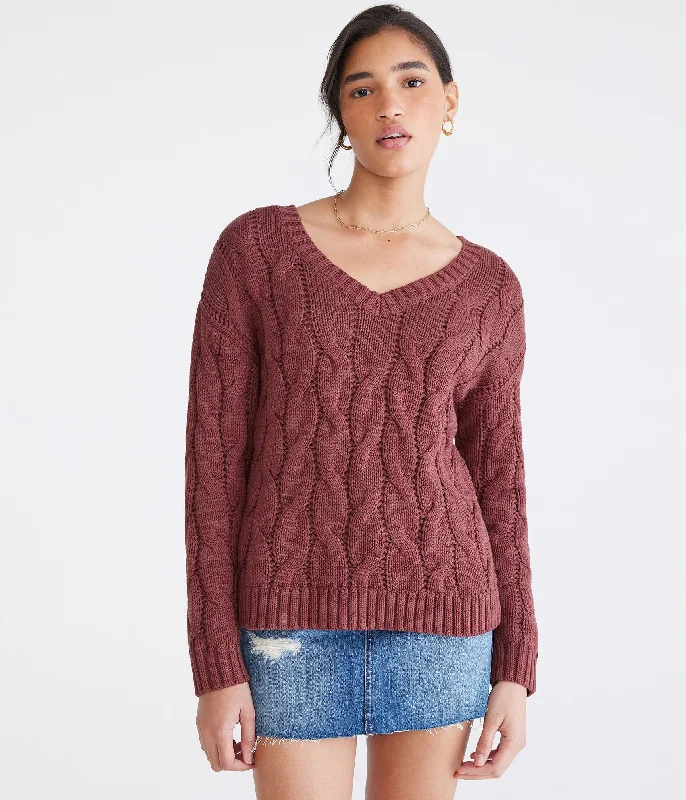 Women's Clothing Sets Aeropostale Wear 2 Ways Oversized Cable Sweater