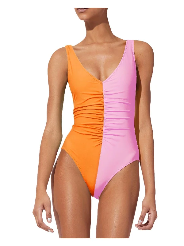 Vintage Clothing For Women Lucia Womens Colorblock Nylon One-Piece Swimsuit