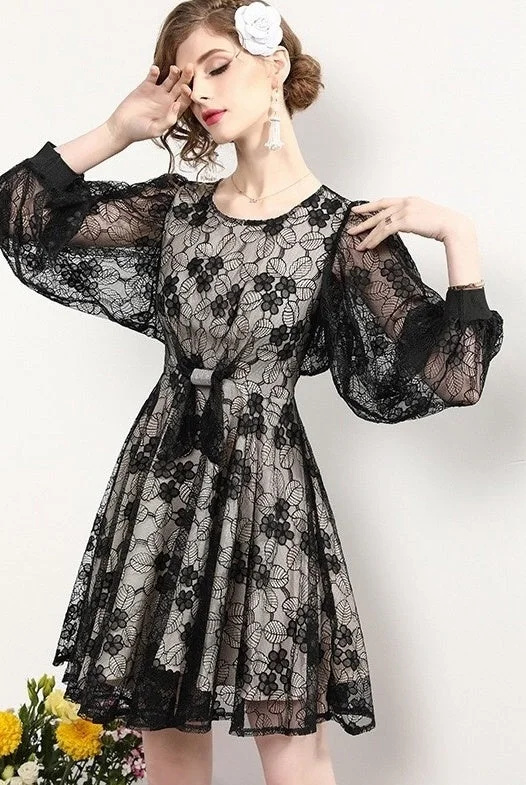 Flash Sale Or Flash Sales Lace Peasant Sleeve Dress