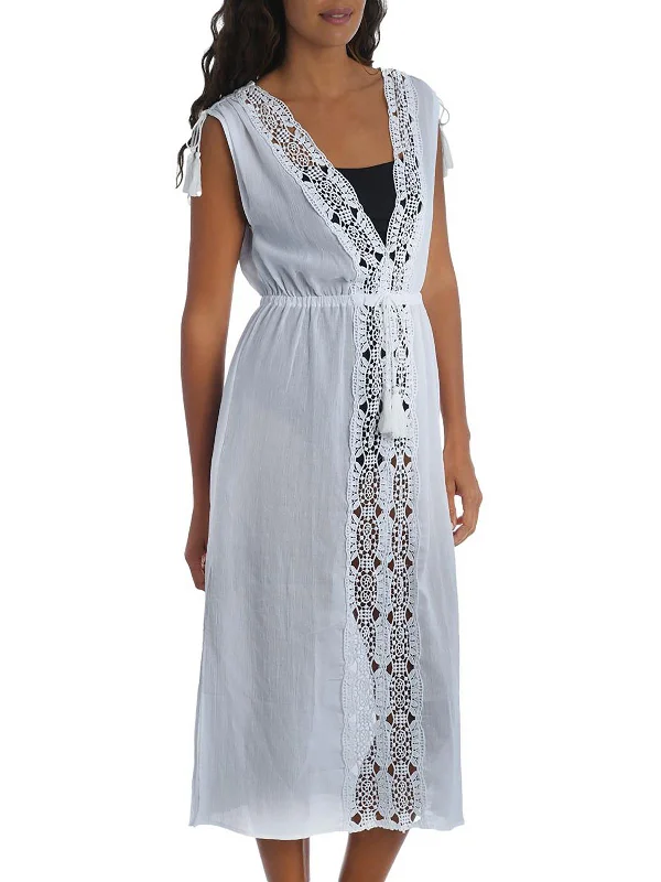 Women's Garments Island Fare Womens Gauze Lace Trim Cover-Up