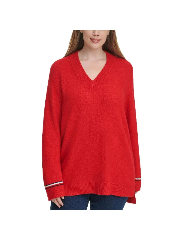 Women's Chic Outerwear Attire Plus Womens V-Neck Cozy Pullover Sweater