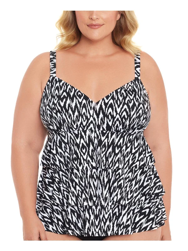 Women's Functional Outdoor Garments Plus Womens Printed Tummy Control One-Piece Swimsuit