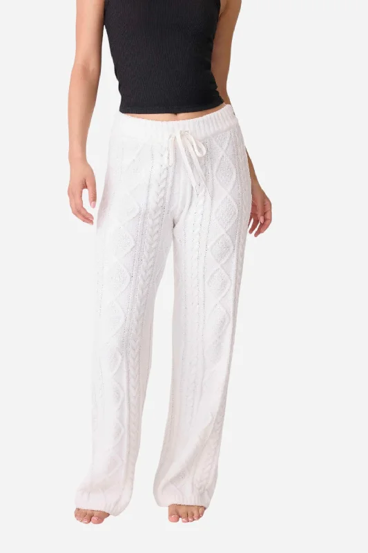 Women's Plus-Size Attire PJ Salvage Pant Cable Crew Ivory