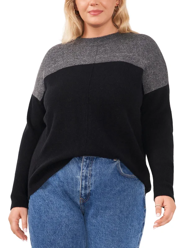 Women's Outdoor Activity Garments Plus Womens Knit Colorblock Crewneck Sweater