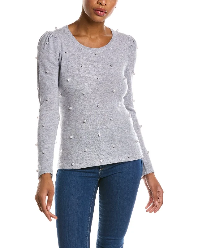 Women's Vacation Outfit Set Qi Cashmere Pearl Embellished Wool & Cashmere-Blend Sweater