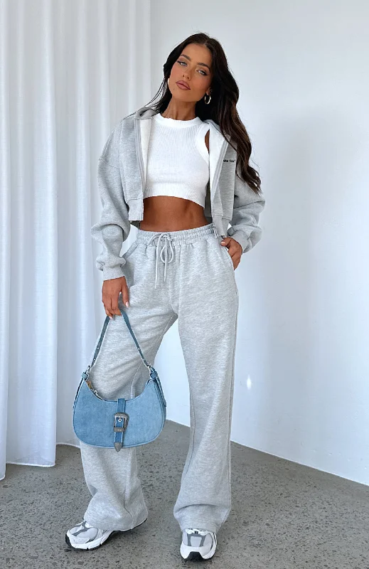 Women's Formal Event Outfit Stick With Me Wide Leg Sweatpants Grey Marle