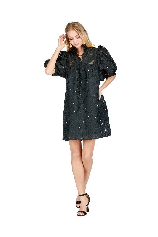 Budget Friendly HIGH NECK PUFF SLEEVE DRESS