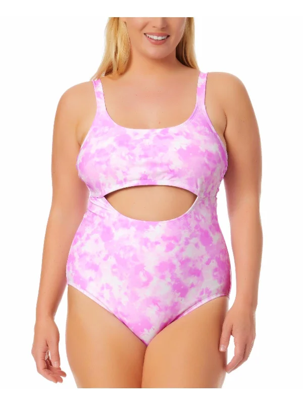 Women's Evening Attire Plus Womens Tie-Dye Cut-Out One-Piece Swimsuit