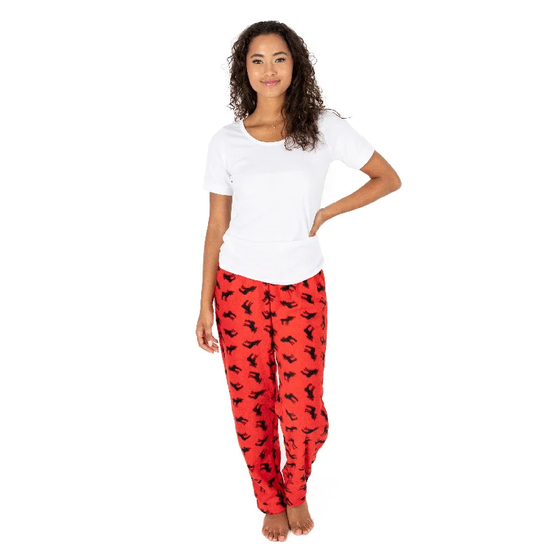 Casual Attire For Women Christmas Womens Fleece Pajama Pants Moose