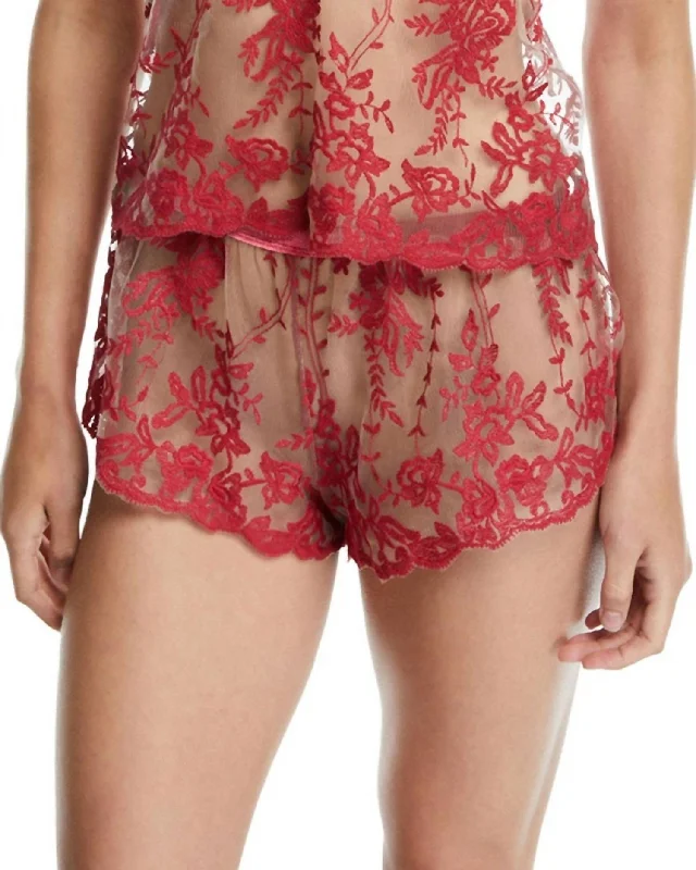 Women's Trendy Clothes Rosie Velvet Tap Short In Mystic Red