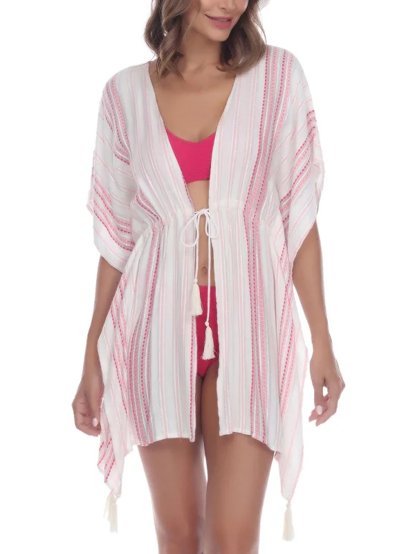 Stylish Women's Outerwear Apparel Womens Tie Front Kimono Cover-Up