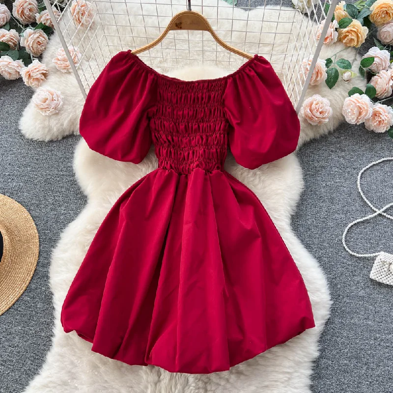 Clothing Brands Cute Puff Sleeve Dress, A-line Fashion Girl Dress       S4409