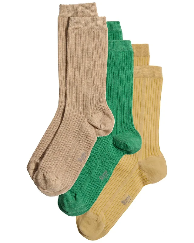 Women's Functional Outfit For Outdoor Activities STEMS Set of 3 Cashmere-Blend Crew Sock