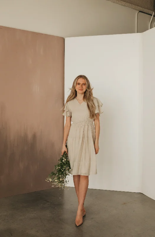 End Of Season Sale Clothing Elisa Knee Length Dress in Pearl Dust (XS-XXL)