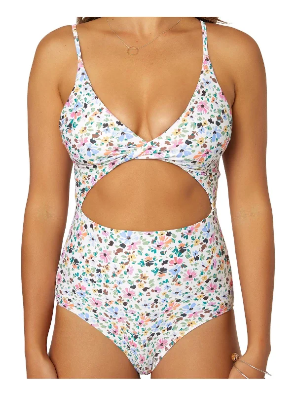 Women's Stylish Professional Garments Maggie Womens Metallic Cut-Out One-Piece Swimsuit