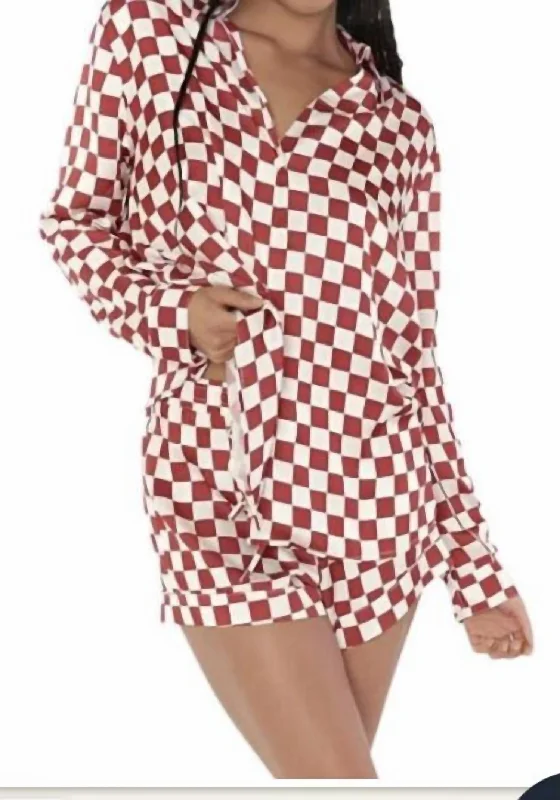 Women's Party Clothes Checkered Early Riser Pj Red Checker