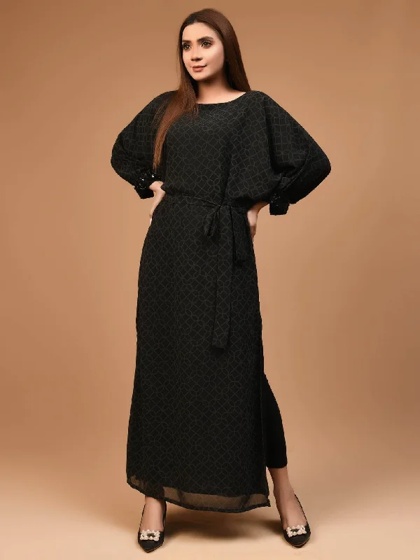 Fashionable Women's Wardrobe Embellished Chiffon Dress