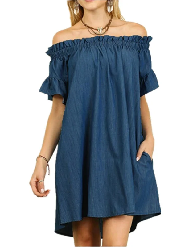 Trendy Street Style Booth Cotton Pocketed Puff Sleeve Dress