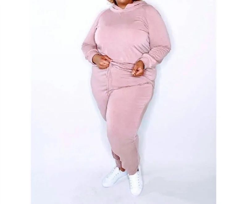 Affordable Women's Clothes Casual Jogger Set In Mauve