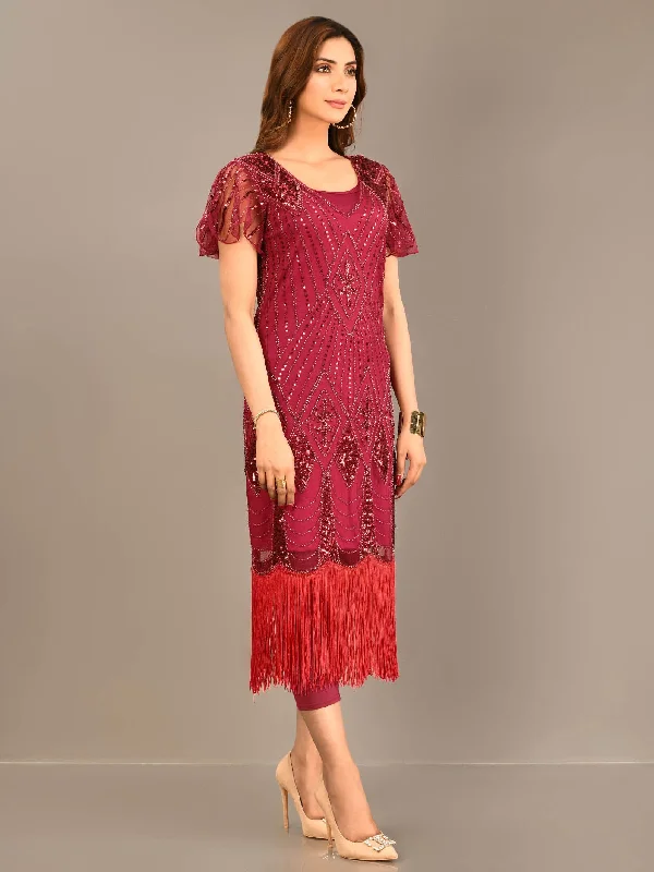Women's Date Night Outfit Sequined Net Dress