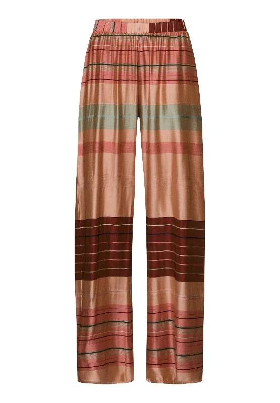 Casual Apparel For Women Hannah Striped Color Block Pants | Earth Tanned Stripe 74859-2166