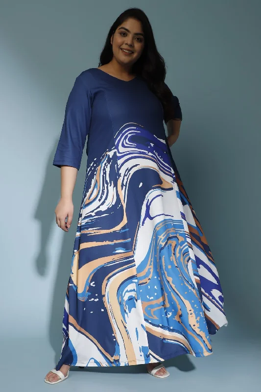 Comfortable Casual Women's Clothing Deep Ocean Gold Dust Dress