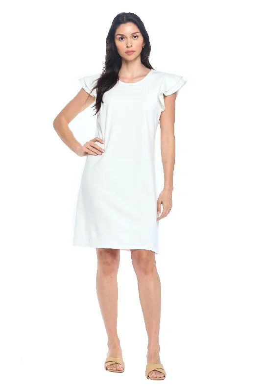 Crazy Discounts, Hurry Up Naliah  Tiered Cap Sleeve Dress In White