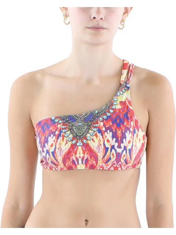 Women's Timeless Attire Womens Printed One Shoulder Bikini Swim top