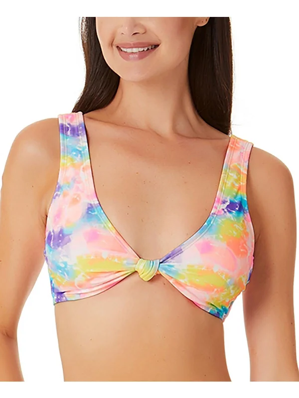 Women's Outerwear Attire Womens Tie-Dye V-Neck Bikini Swim top
