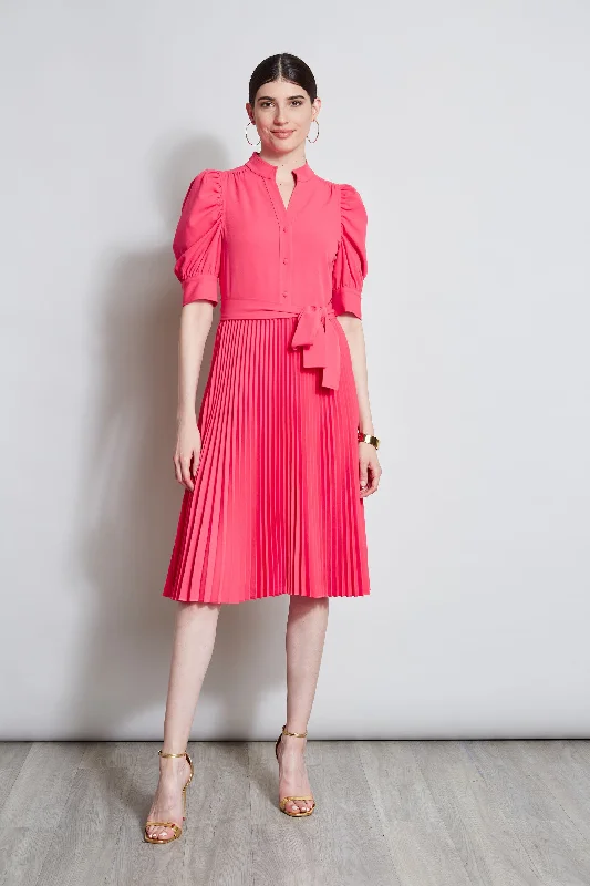 Final Sale Pleated Ruched Sleeve Dress