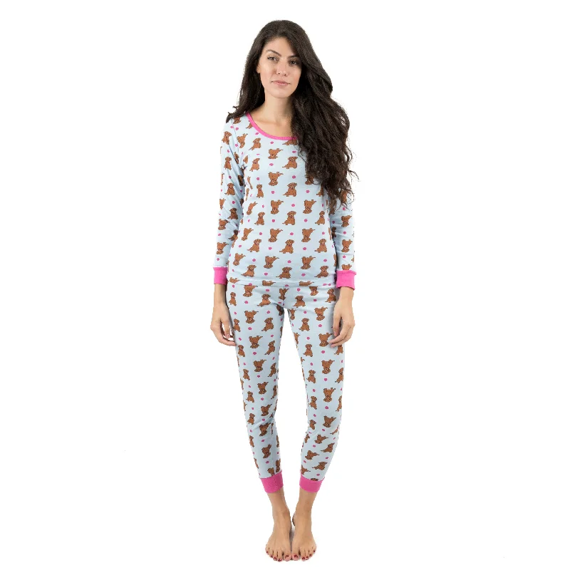 Comfortable Women's Attire Womens Two Piece Cotton Pajamas Puppy