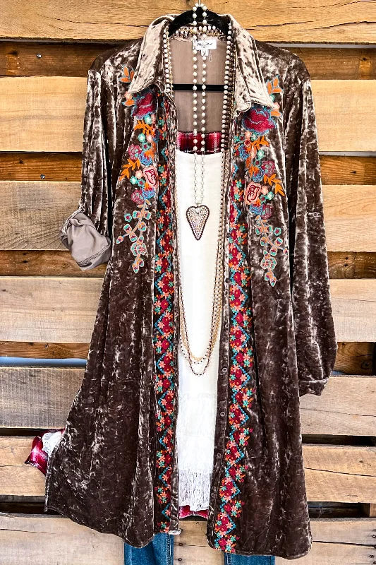 Huge Savings On Must-Have Clothing AHB EXCLUSIVE: Long Crushed Velvet Plaid Back Duster/Dress
