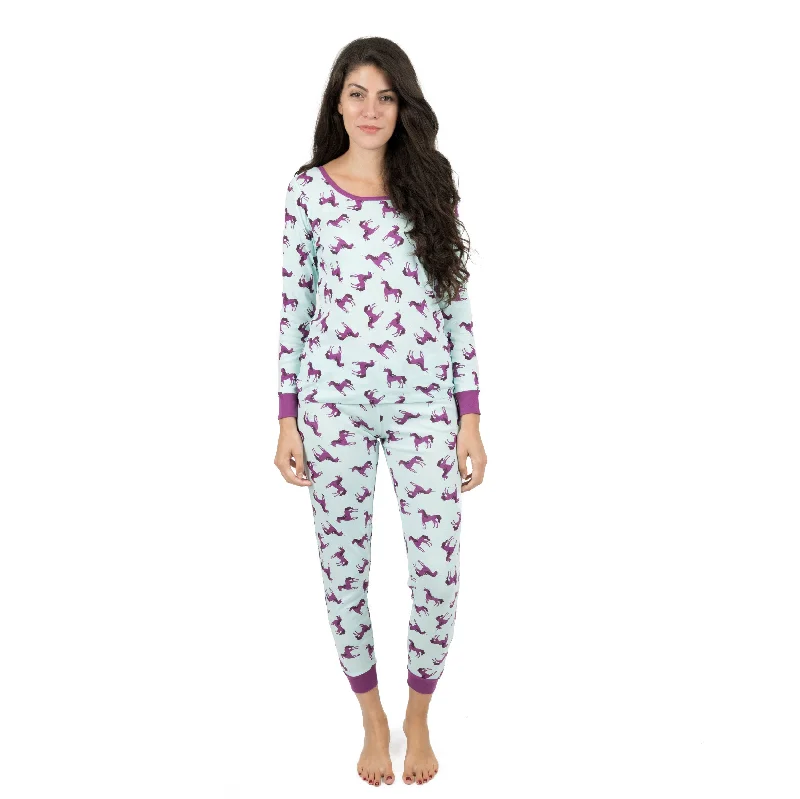 Women's Activewear Attire Womens Two Piece Cotton Pajamas Unicorn