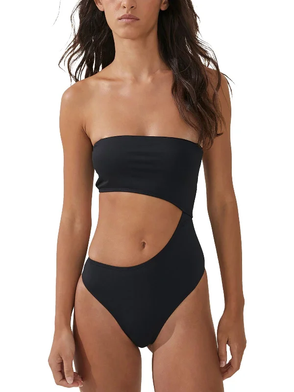 Women's Apparel Womens Cut-Out Bandeau One-Piece Swimsuit