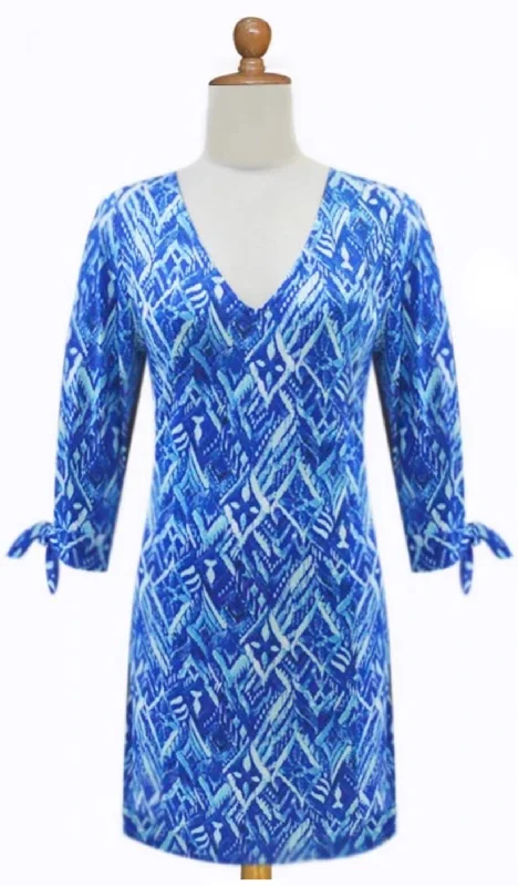 Exclusive Discount La Mer Luxe Shirley Knit 3/4 Sleeve Dress - Blue Cyprus