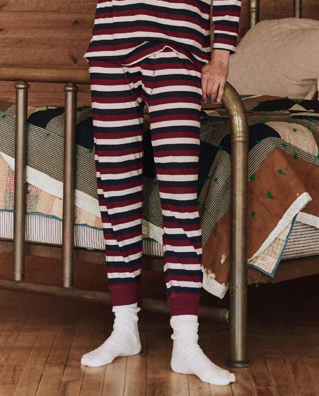 Women's Elegant Clothes The Long John. -- Bordeaux Stripe