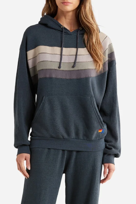 Timeless Women's Apparel Aviator Nation Wave Stripe 4 Hoodie in Charcoal