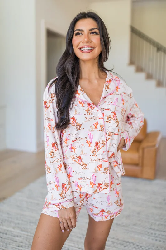 Women's Relaxed Outfit Under The Stars In My First Rodeo Long Sleeve Bamboo Pajama Top FINAL SALE